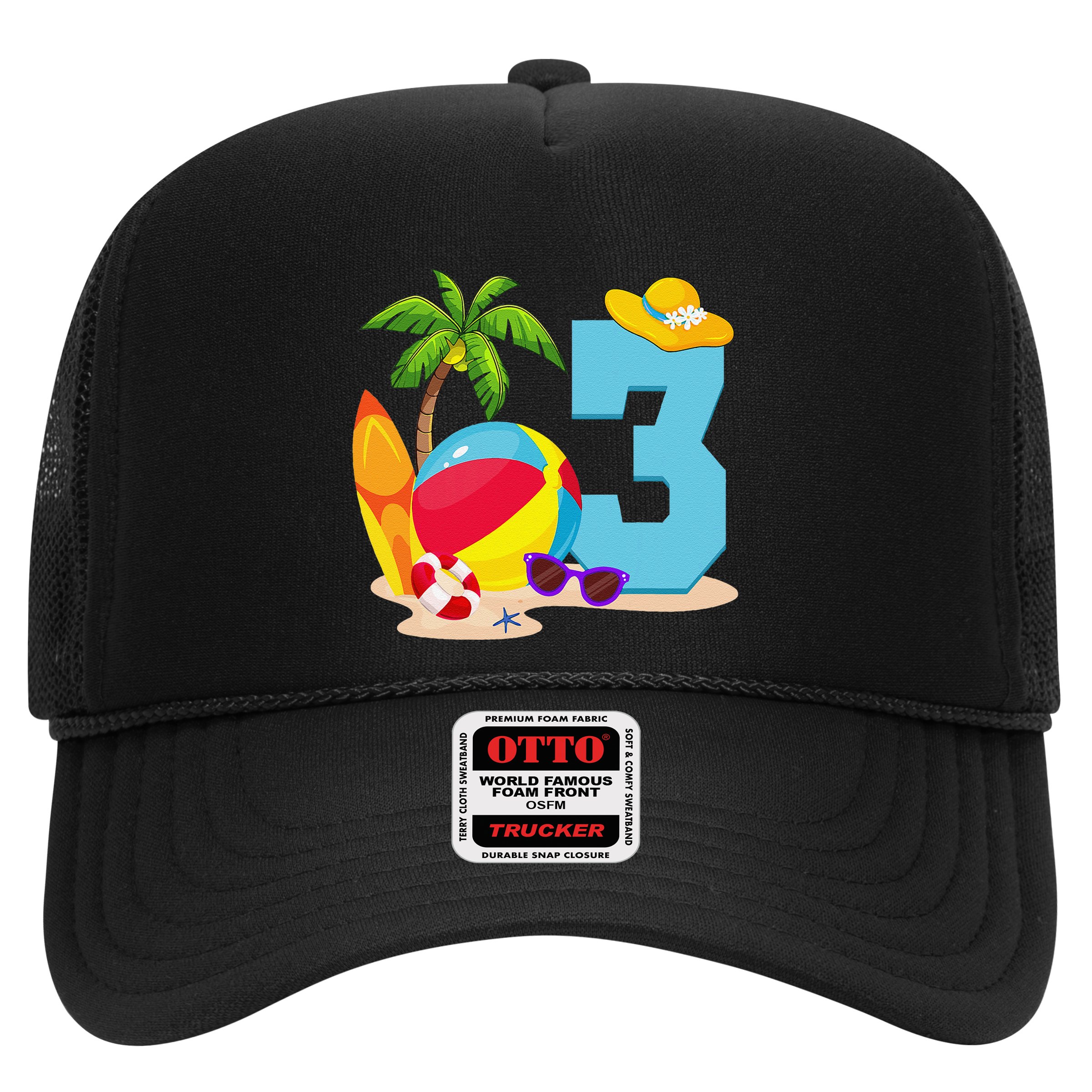 3 Year Old Beach Ball Pool Party Birthday Summer Vacation Hat