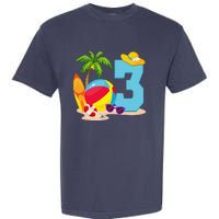 3 Year Old Beach Ball Pool Party Birthday Summer Vacation Garment-Dyed Heavyweight T-Shirt