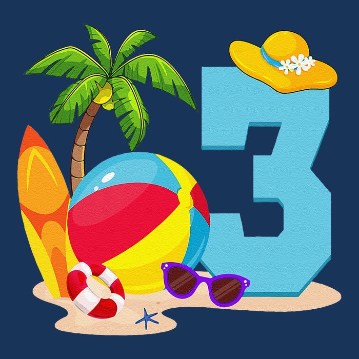 3 Year Old Beach Ball Pool Party Birthday Summer Vacation 7 Panel Mesh Trucker Snapback Hat