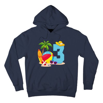 3 Year Old Beach Ball Pool Party Birthday Summer Vacation Hoodie