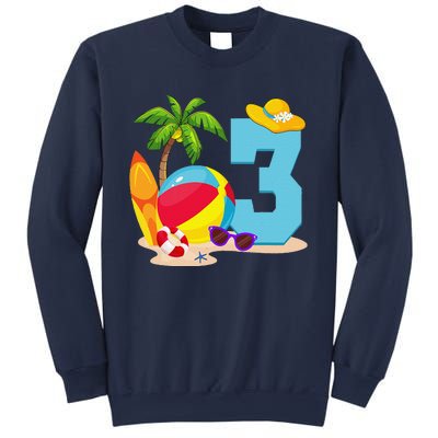 3 Year Old Beach Ball Pool Party Birthday Summer Vacation Sweatshirt