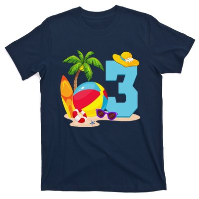 3 Year Old Beach Ball Pool Party Birthday Summer Vacation T-Shirt