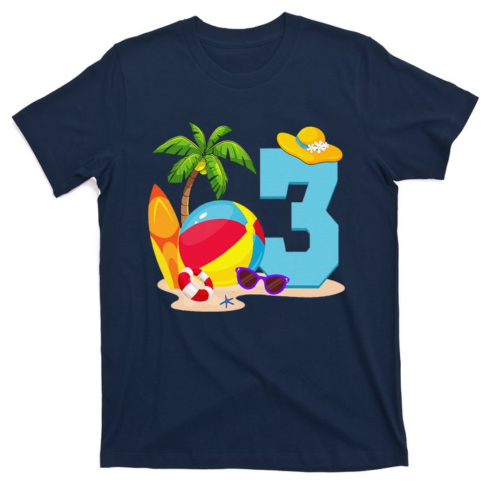 3 Year Old Beach Ball Pool Party Birthday Summer Vacation T-Shirt