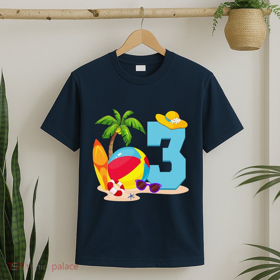 3 Year Old Beach Ball Pool Party Birthday Summer Vacation T-Shirt