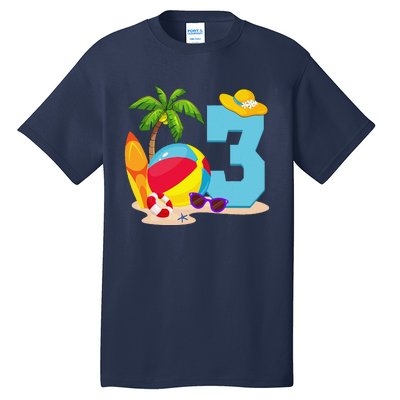 3 Year Old Beach Ball Pool Party Birthday Summer Vacation Tall T-Shirt