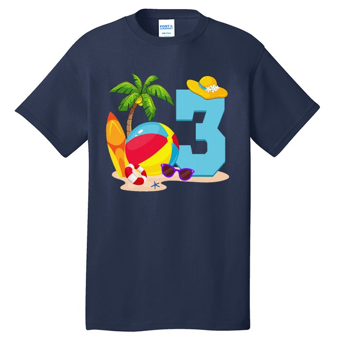 3 Year Old Beach Ball Pool Party Birthday Summer Vacation Tall T-Shirt