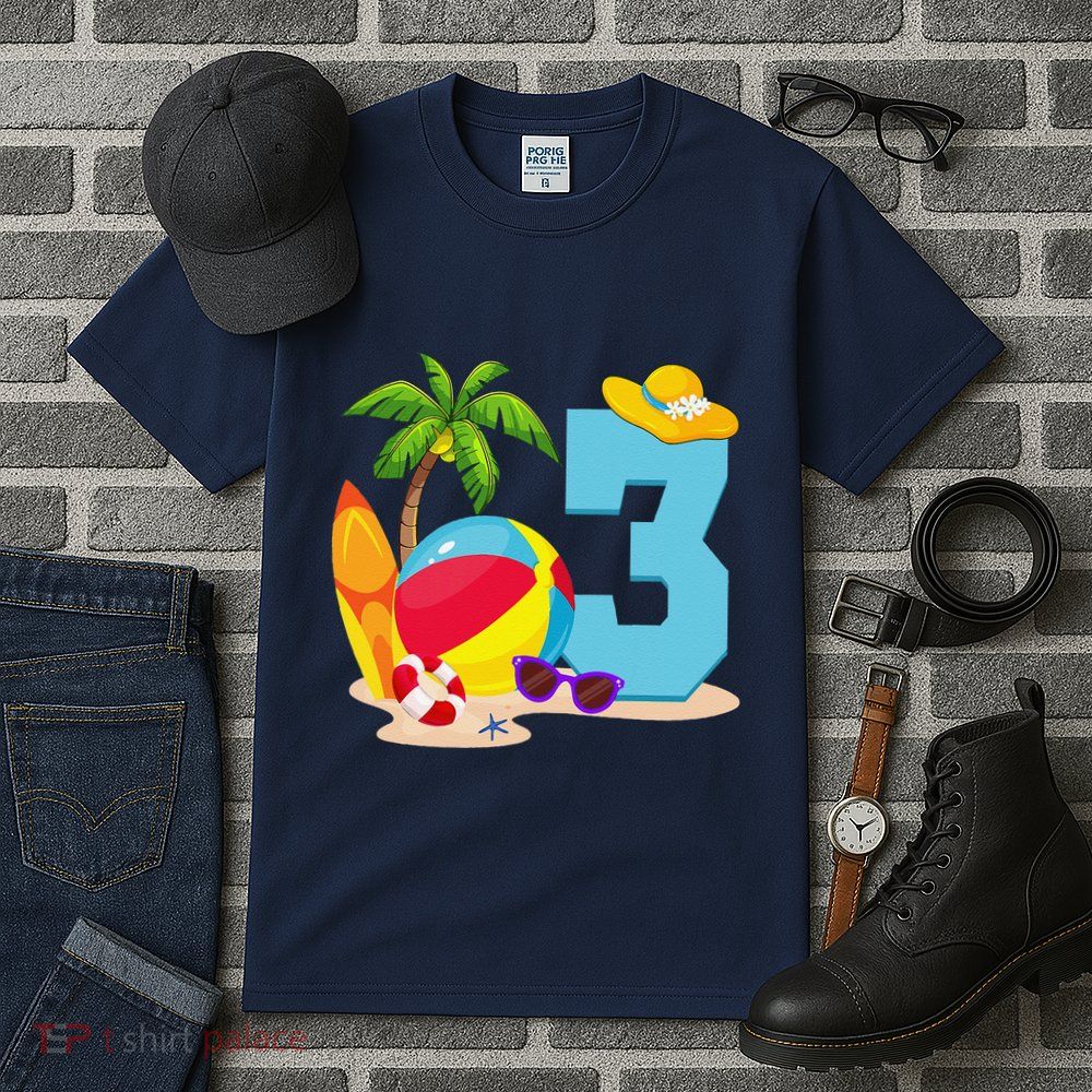 3 Year Old Beach Ball Pool Party Birthday Summer Vacation Tall T-Shirt