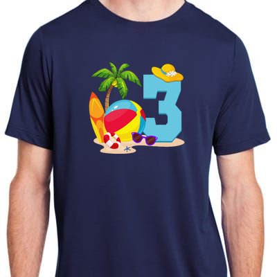 3 Year Old Beach Ball Pool Party Birthday Summer Vacation Adult ChromaSoft Performance T-Shirt