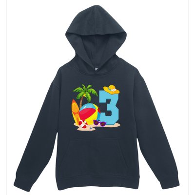 3 Year Old Beach Ball Pool Party Birthday Summer Vacation Urban Pullover Hoodie