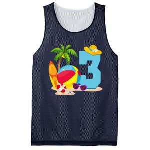 3 Year Old Beach Ball Pool Party Birthday Summer Vacation Mesh Reversible Basketball Jersey Tank