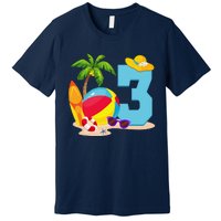 3 Year Old Beach Ball Pool Party Birthday Summer Vacation Premium T-Shirt