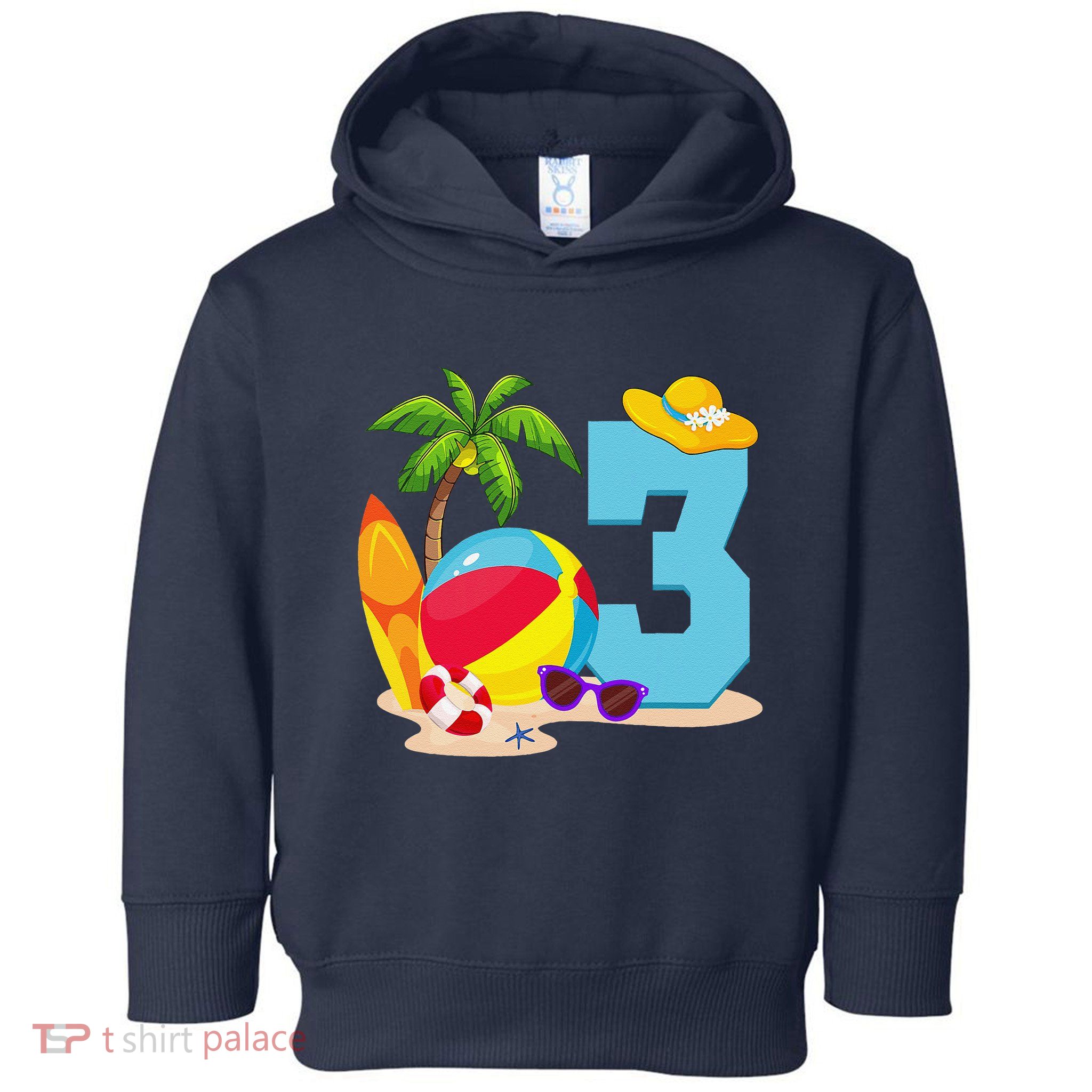 3 Year Old Beach Ball Pool Party Birthday Summer Vacation Toddler Hoodie