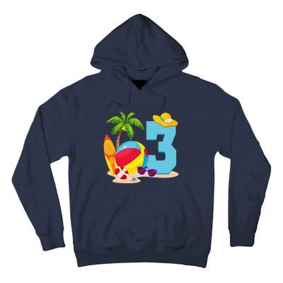 3 Year Old Beach Ball Pool Party Birthday Summer Vacation Tall Hoodie