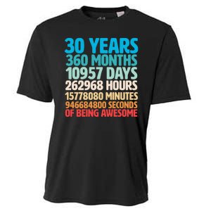 30 Years Of Being Awesome 30th Birthday Time Breakdown Cooling Performance Crew T-Shirt