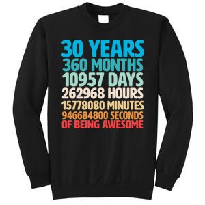 30 Years Of Being Awesome 30th Birthday Time Breakdown Sweatshirt