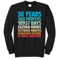 30 Years Of Being Awesome 30th Birthday Time Breakdown Sweatshirt