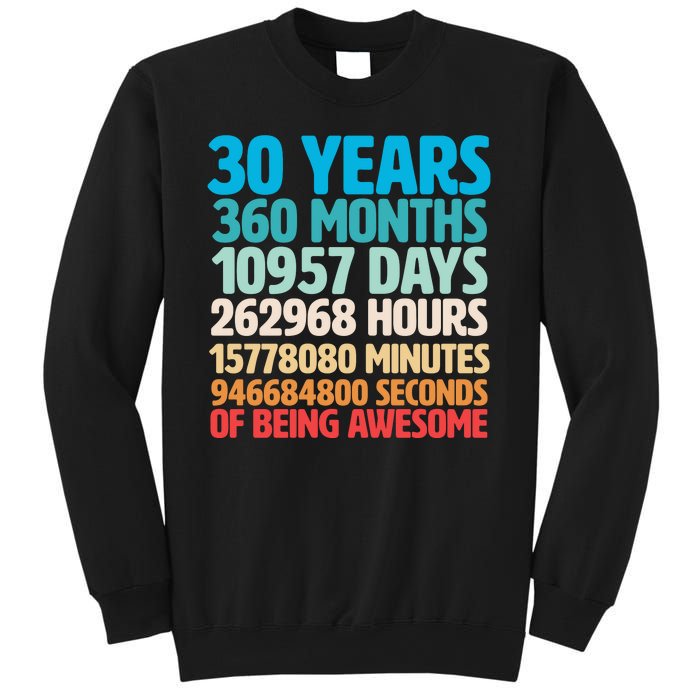 30 Years Of Being Awesome 30th Birthday Time Breakdown Sweatshirt