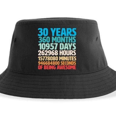 30 Years Of Being Awesome 30th Birthday Time Breakdown Sustainable Bucket Hat