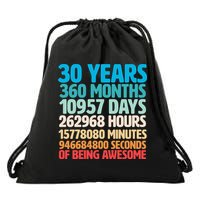 30 Years Of Being Awesome 30th Birthday Time Breakdown Drawstring Bag