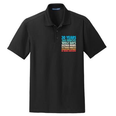 30 Years Of Being Awesome 30th Birthday Time Breakdown Dry Zone Grid Polo