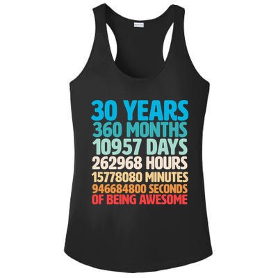 30 Years Of Being Awesome 30th Birthday Time Breakdown Ladies PosiCharge Competitor Racerback Tank