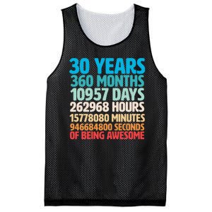 30 Years Of Being Awesome 30th Birthday Time Breakdown Mesh Reversible Basketball Jersey Tank