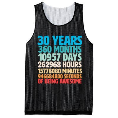30 Years Of Being Awesome 30th Birthday Time Breakdown Mesh Reversible Basketball Jersey Tank