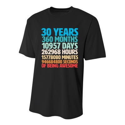30 Years Of Being Awesome 30th Birthday Time Breakdown Youth Performance Sprint T-Shirt