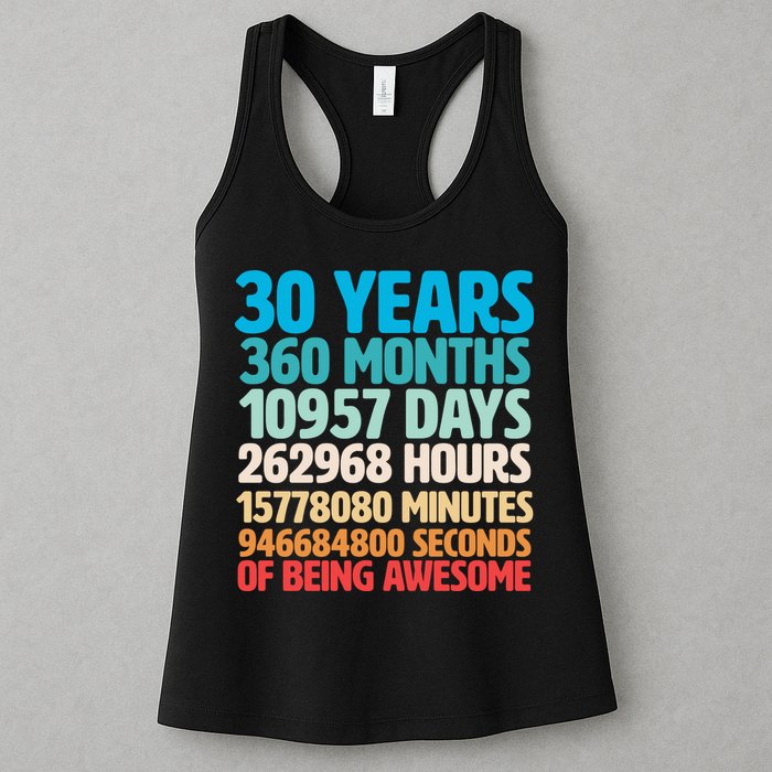 30 Years Of Being Awesome 30th Birthday Time Breakdown Womens Tank Top