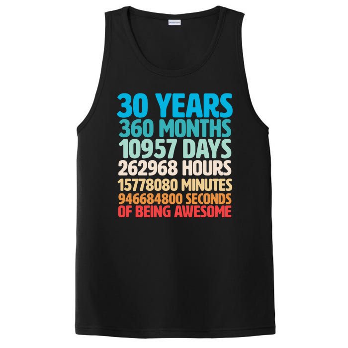 30 Years Of Being Awesome 30th Birthday Time Breakdown PosiCharge Competitor Tank