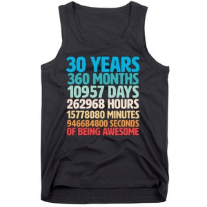 30 Years Of Being Awesome 30th Birthday Time Breakdown Tank Top