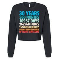30 Years Of Being Awesome 30th Birthday Time Breakdown Cropped Pullover Crew