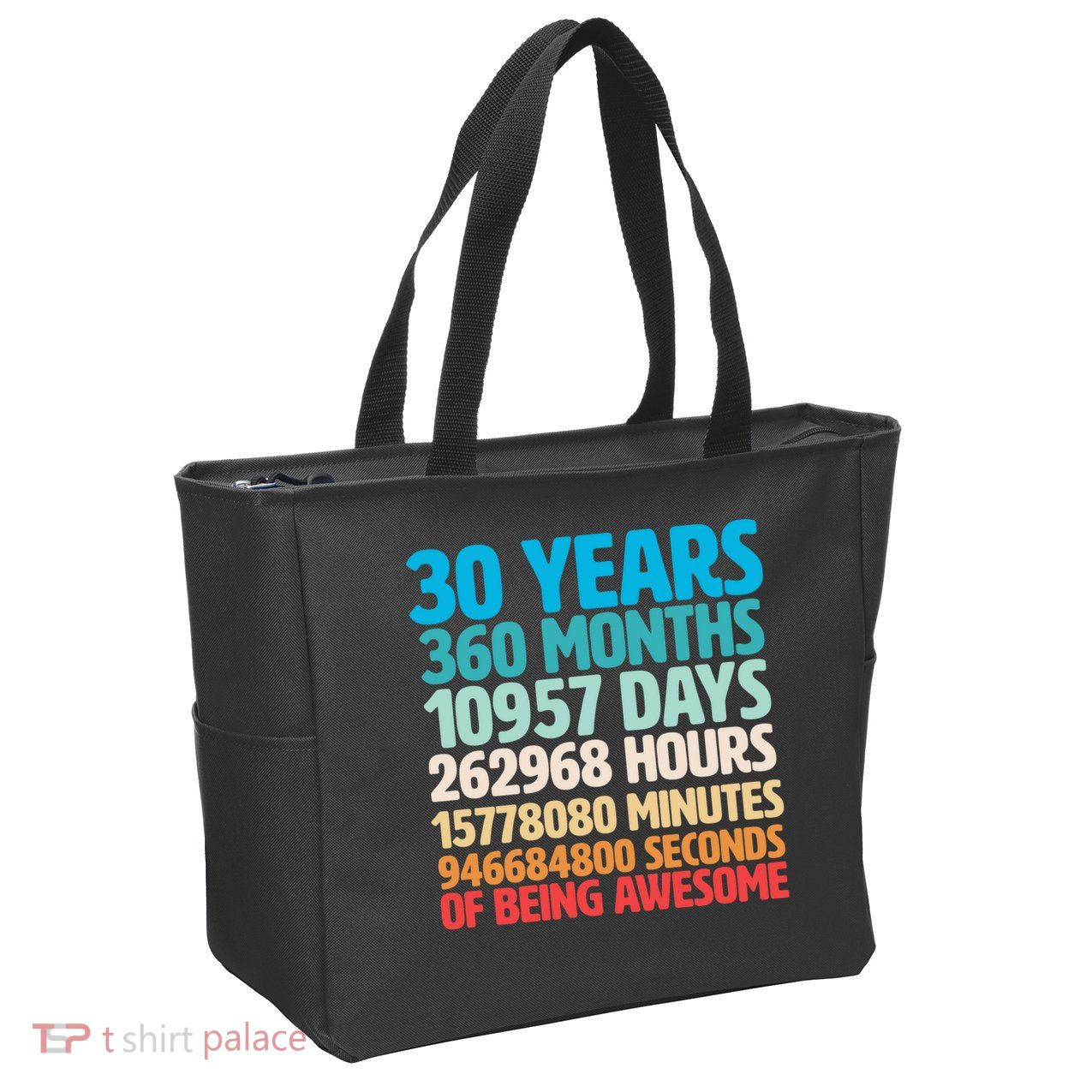30 Years Of Being Awesome 30th Birthday Time Breakdown Zip Tote Bag