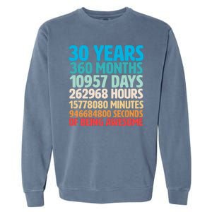 30 Years Of Being Awesome 30th Birthday Time Breakdown Garment-Dyed Sweatshirt