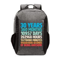 30 Years Of Being Awesome 30th Birthday Time Breakdown Vector Backpack