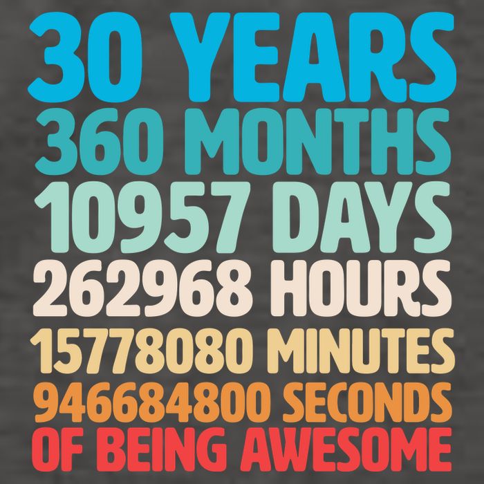 30 Years Of Being Awesome 30th Birthday Time Breakdown Vector Backpack