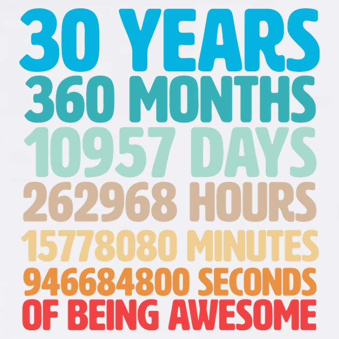 30 Years Of Being Awesome 30th Birthday Time Breakdown Garment-Dyed Sweatshirt