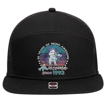 30 Years Old Flossing Unicorn Gifts 30th Birthday Party 7 Panel Mesh Trucker Snapback Hat