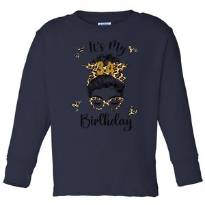 34 Years Old 34th Birthday Messy Bun Happy Birthday 34 Toddler Long Sleeve Shirt