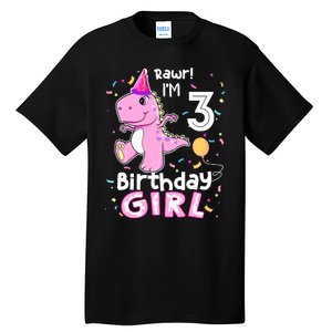 3 Year Old Dinosaur Birthday 3rd T Rex Dino Three Saurus Tall T-Shirt