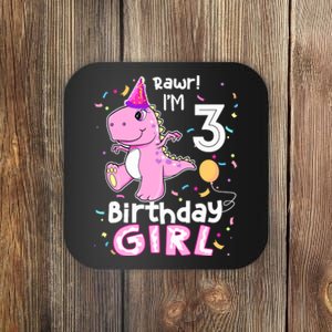 3 Year Old Dinosaur Birthday 3rd T Rex Dino Three Saurus Coaster