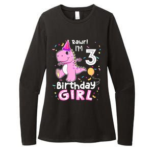 3 Year Old Dinosaur Birthday 3rd T Rex Dino Three Saurus Womens CVC Long Sleeve Shirt