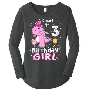 3 Year Old Dinosaur Birthday 3rd T Rex Dino Three Saurus Women's Perfect Tri Tunic Long Sleeve Shirt