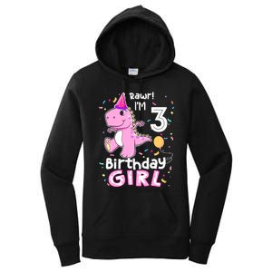 3 Year Old Dinosaur Birthday 3rd T Rex Dino Three Saurus Women's Pullover Hoodie