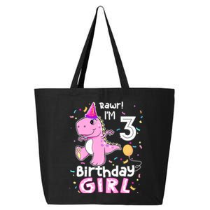 3 Year Old Dinosaur Birthday 3rd T Rex Dino Three Saurus 25L Jumbo Tote