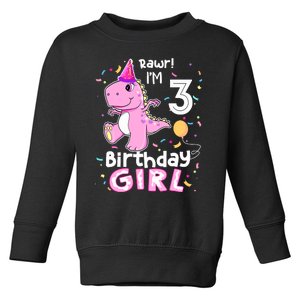 3 Year Old Dinosaur Birthday 3rd T Rex Dino Three Saurus Toddler Sweatshirt