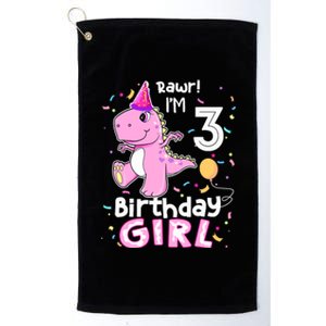 3 Year Old Dinosaur Birthday 3rd T Rex Dino Three Saurus Platinum Collection Golf Towel