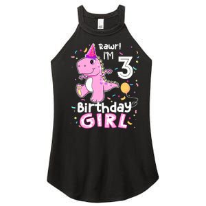 3 Year Old Dinosaur Birthday 3rd T Rex Dino Three Saurus Women's Perfect Tri Rocker Tank