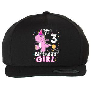 3 Year Old Dinosaur Birthday 3rd T Rex Dino Three Saurus Wool Snapback Cap