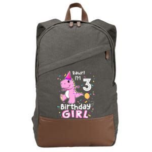 3 Year Old Dinosaur Birthday 3rd T Rex Dino Three Saurus Cotton Canvas Backpack